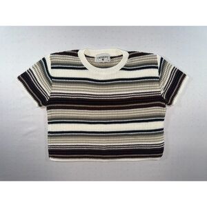 Croquet Club Cropped Knit Striped Top | Size Large